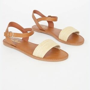 Tan and Cream Women's Sandals